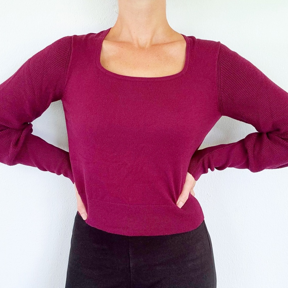 Banana republic maroon purple square neck sweater size XS
